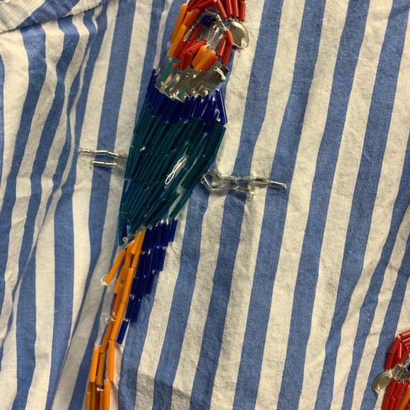 Anthropologie Maeve parrot sequin button down shirt xs/s - Picture 5 of 10